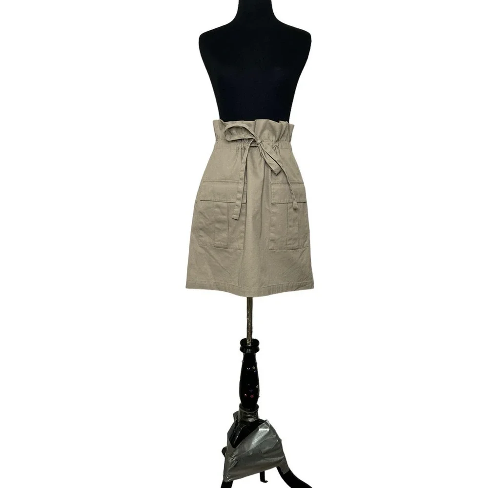 Rebecca Minkoff Beige Paperbag Bradley Paperbag Skirt Size Medium - Picture 10 of 14
